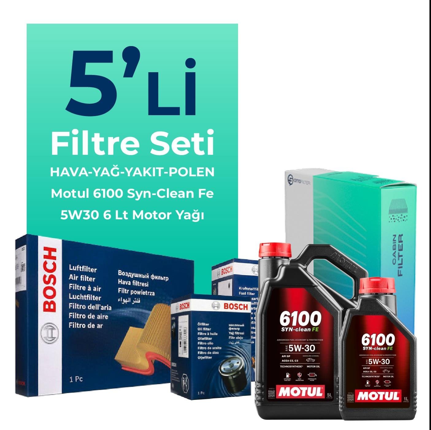 bosch-range-rover-vogue-3-0-dizel-filtre-bakim-seti-motul-motor-yagli-2013-2018-5-li-108604 BOSCH Range Rover Vogue 3.0 Dizel Filtre Bakım Seti Motul Motor Yağlı (2013-2018) 5 Li - Görsel 1