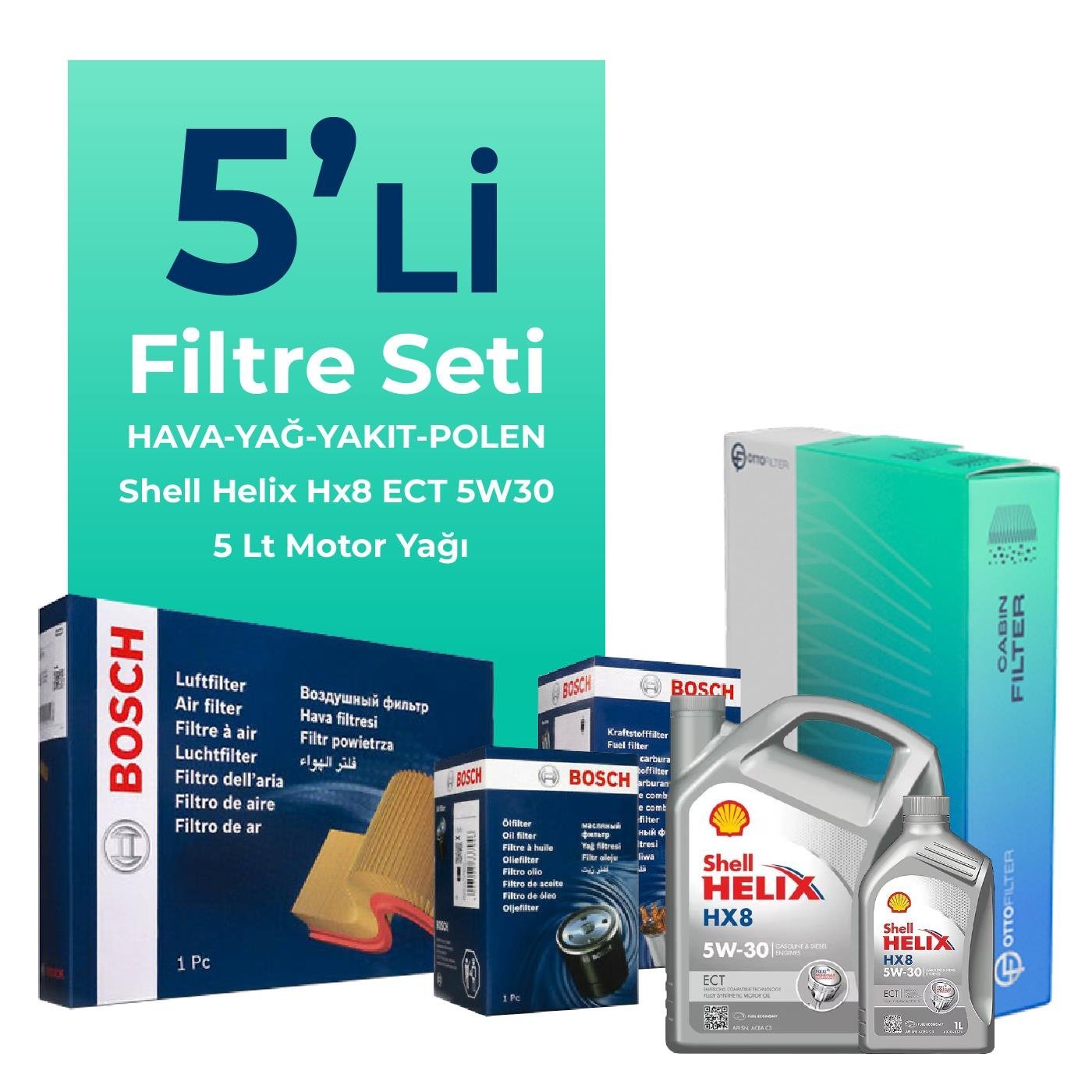 bosch-renault-modus-1-5-dizel-filtre-bakim-seti-shell-motor-yagli-2004-2009-5-li-105756 BOSCH Renault Modus 1.5 Dizel Filtre Bakım Seti Shell Motor Yağlı (2004-2009) 5 Li - Görsel 1