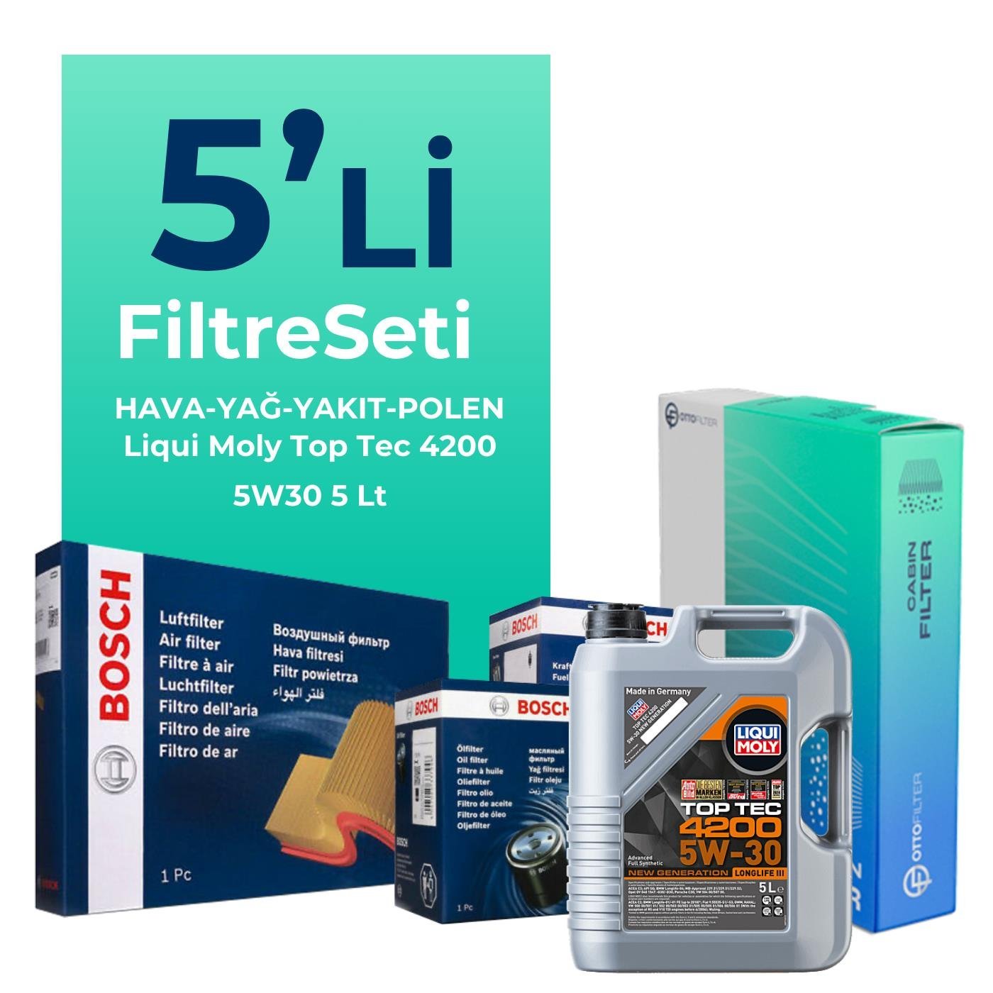 bosch-skoda-kamiq-1-6-dizel-filtre-bakim-seti-liqui-moly-motor-yagli-2020-2022-5-li-126707 BOSCH Skoda Kamiq 1.6 Dizel Filtre Bakım Seti Liqui Moly Motor Yağlı (2020-2022) 5 Li - Görsel 1