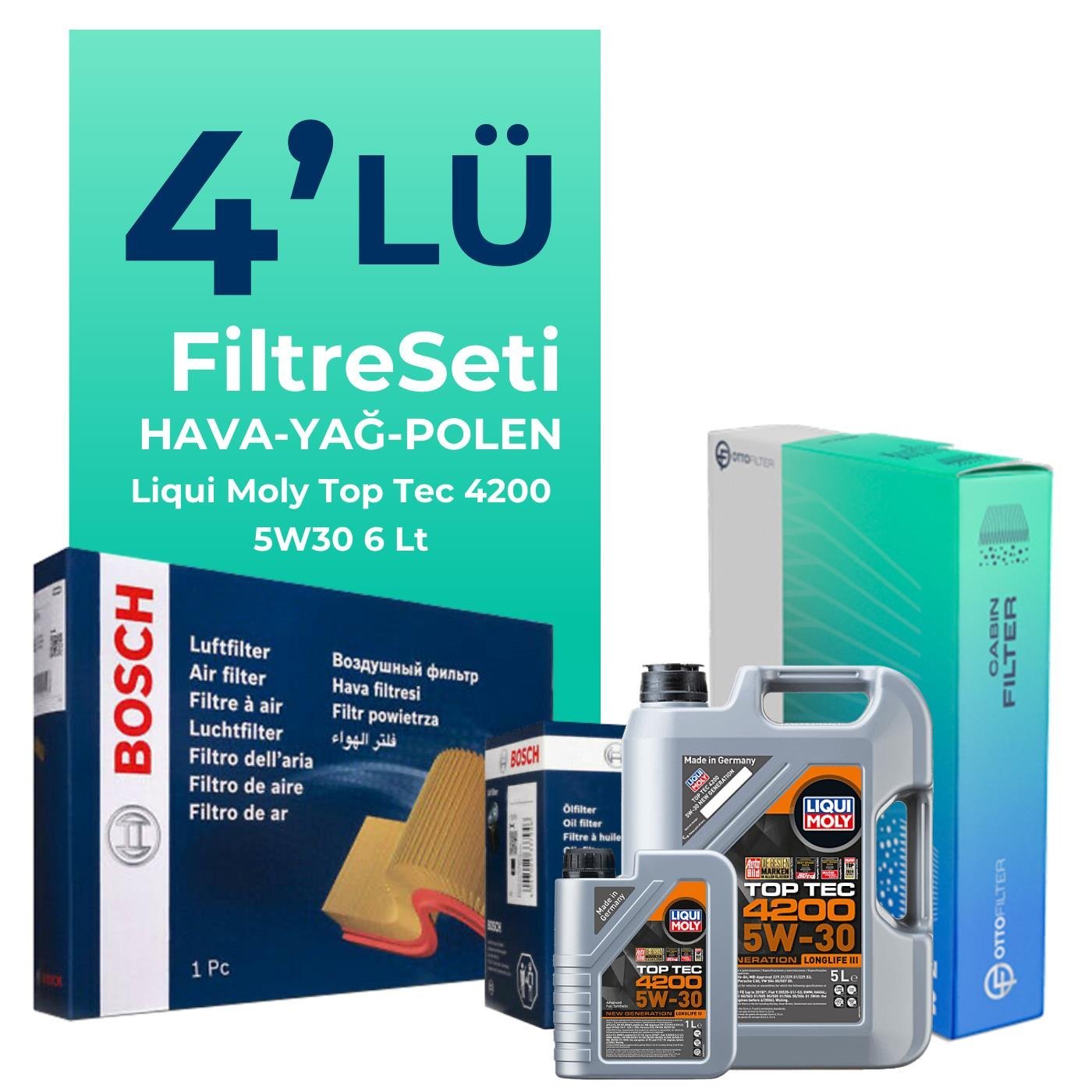 bosch-volkswagen-transporter-t6-2-0-dizel-filtre-bakim-seti-liqui-moly-motor-yagli-2015-2023-4-lu-127910 BOSCH Volkswagen Transporter T6 2.0 Dizel Filtre Bakım Seti Liqui Moly Motor Yağlı (2015-2023) 4 Lü - Görsel 1
