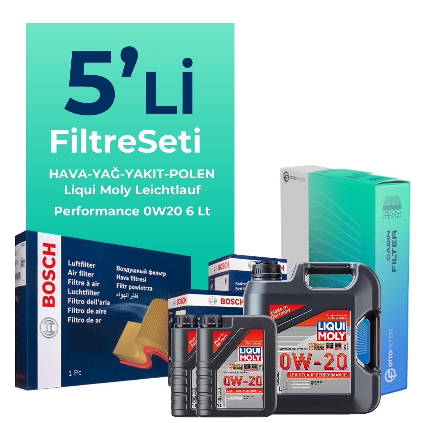 bosch-volvo-xc60-2-0-dizel-filtre-bakim-seti-liqui-moly-motor-yagli-2013-2017-5-li-123017 BOSCH Volvo XC60 2.0 Dizel Filtre Bakım Seti Liqui Moly Motor Yağlı (2013-2017) 5 Li - Görsel 1