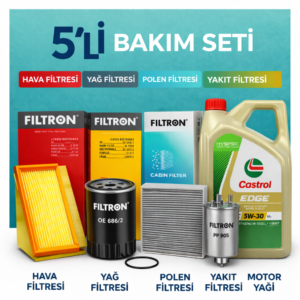 Filtron Alfa Mito 1.3 Dizel Castrol Edge 5W-30 Motor Yağı Filtre Seti (2009-2018) 5 Li