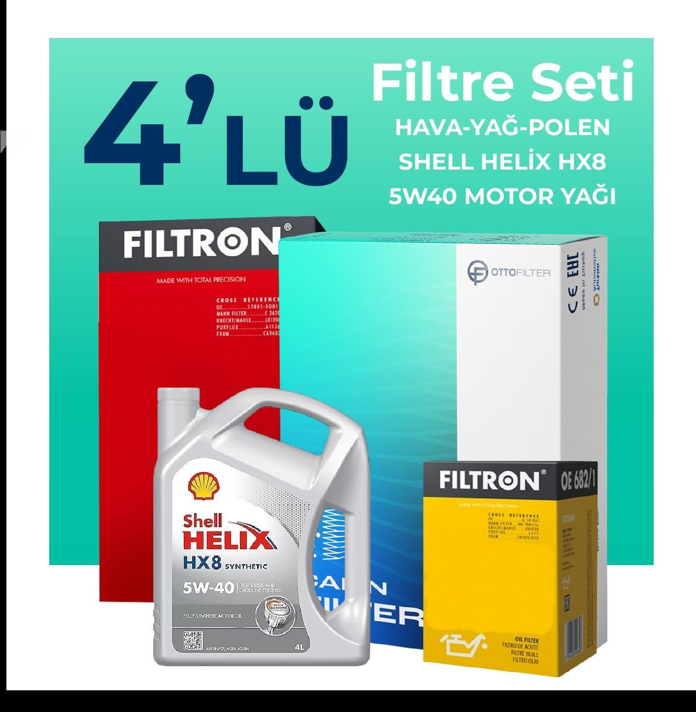 filtron-alfa-mito-1-4-tb-filtre-bakim-seti-shell-motor-yagli-2009-2018-4-lu-62411 Filtron Alfa Mito 1.4 TB Filtre Bakım Seti Shell Motor Yağlı (2009-2018) 4 Lü - Görsel 1
