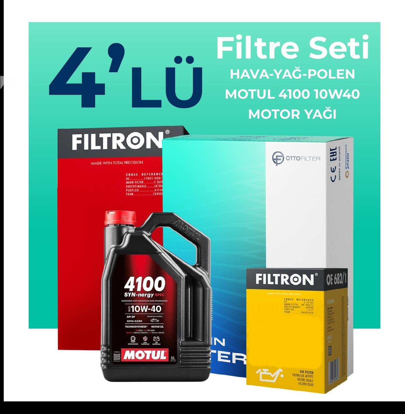 filtron-alfa-romeo-147-1-6-ts-filtre-bakim-seti-motul-motor-yagli-2001-2010-4-lu-62443 Filtron Alfa Romeo 147 1.6 TS Filtre Bakım Seti Motul Motor Yağlı (2001-2010) 4 Lü - Görsel 1