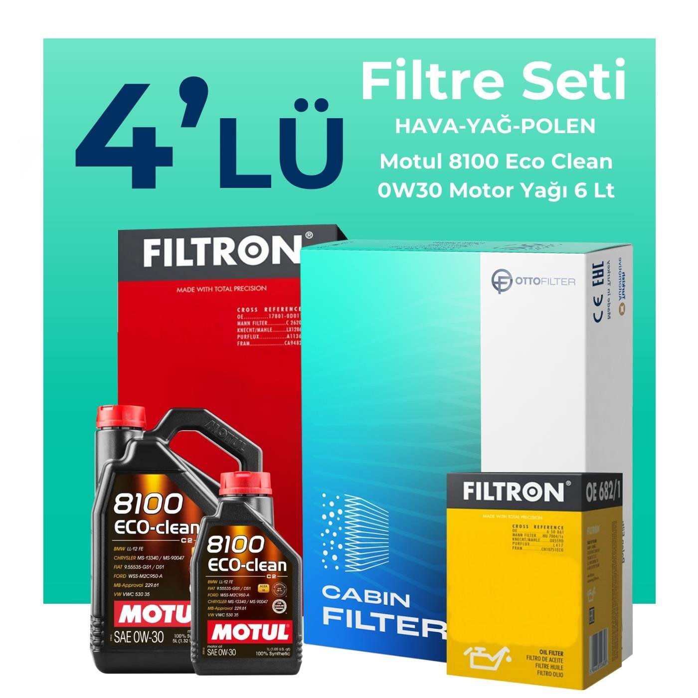 filtron-audi-a4-40-tdi-filtre-bakim-seti-motul-motor-yagli-2020-2024-4-lu-120056 Filtron Audi A4 40 TDi Filtre Bakım Seti Motul Motor Yağlı (2020-2024) 4 Lü - Görsel 1