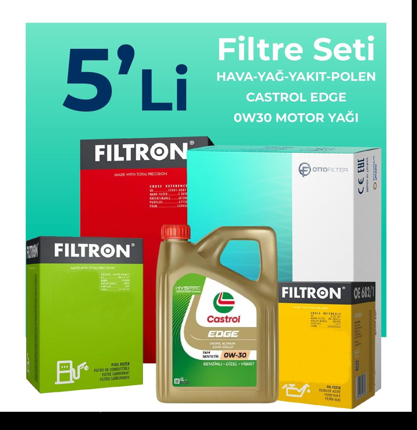 filtron-audi-q5-40-tdi-filtre-bakim-seti-castrol-motor-yagli-2021-2024-5-li-103996 Filtron Audi Q5 40 TDi Filtre Bakım Seti Castrol Motor Yağlı (2021-2024) 5 Li - Görsel 1