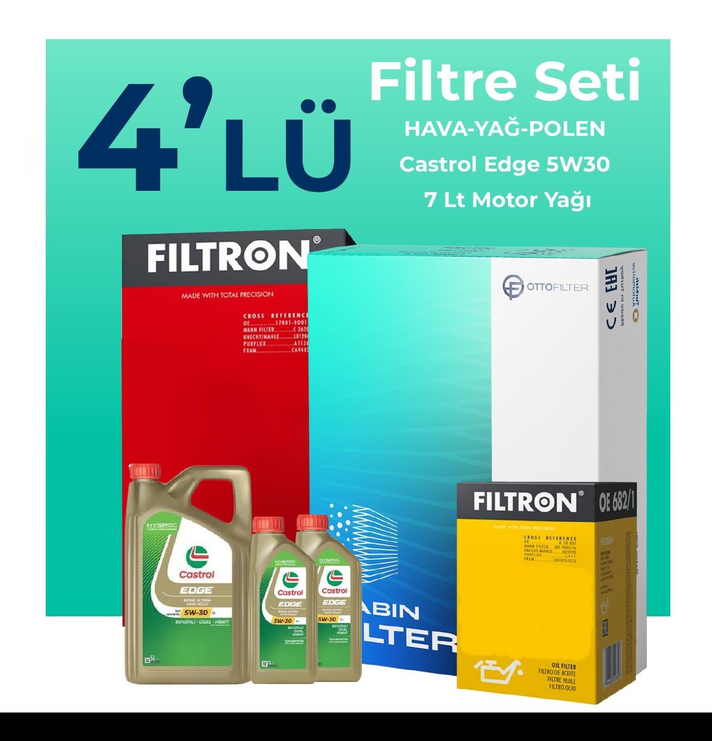 filtron-bmw-7-40-dizel-xdrive-filtre-bakim-seti-castrol-motor-yagli-2012-2015-4-lu-107438 Filtron BMW 7.40 Dizel xDrive Filtre Bakım Seti Castrol Motor Yağlı (2012-2015) 4 Lü - Görsel 1