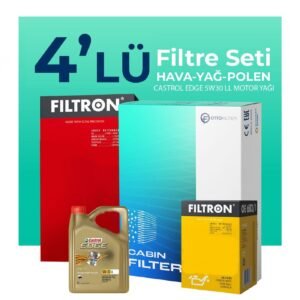 Filtron BMW X3 2.0 Benzinli Filtre Bakım Seti Castrol Motor Yağlı (2015-2017) 4 Lü