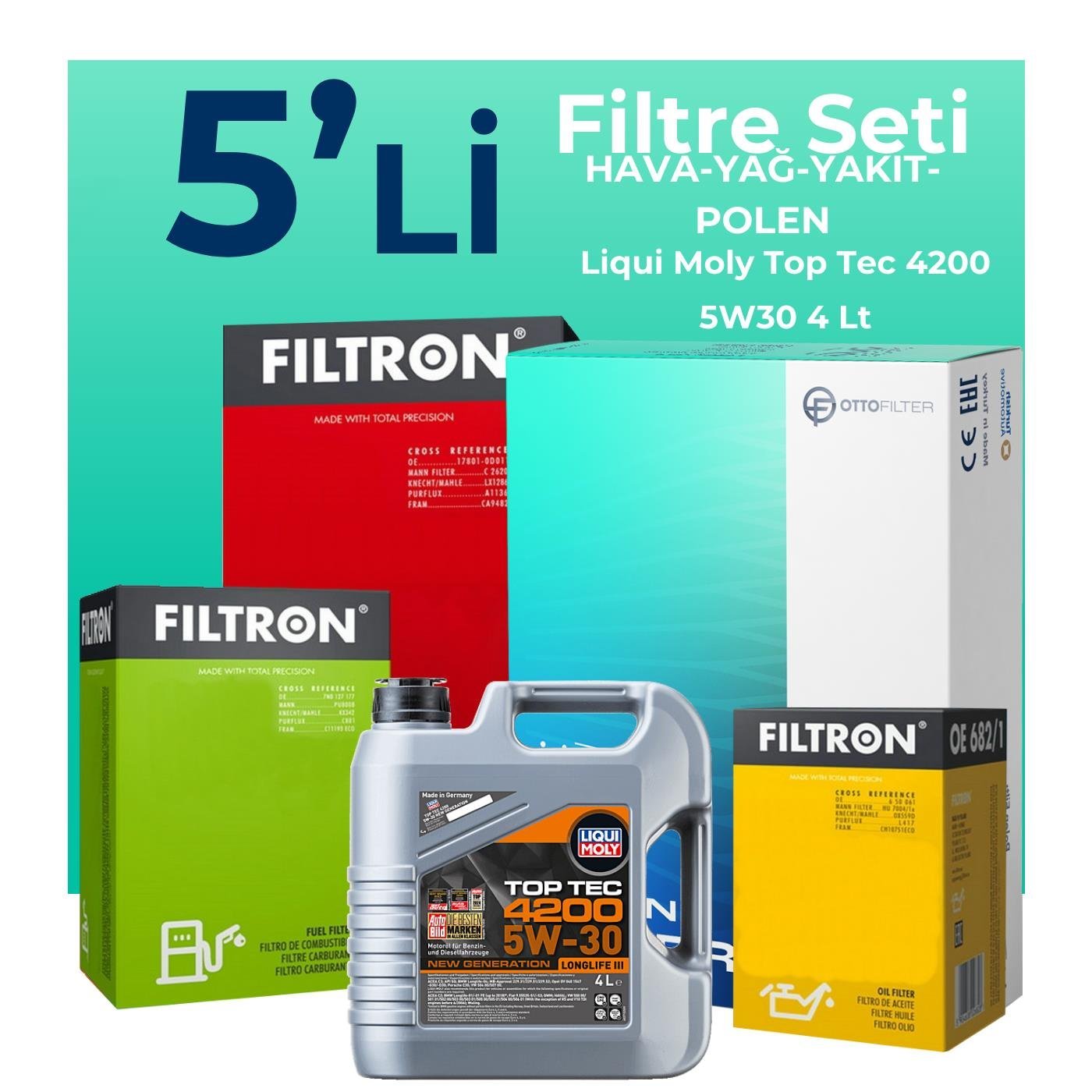 filtron-chevrolet-aveo-kalos-1-3-dizel-filtre-bakim-seti-liqui-moly-motor-yagli-2011-2015-5-li-126044 Filtron Chevrolet Aveo / Kalos 1.3 Dizel Filtre Bakım Seti Liqui Moly Motor Yağlı (2011-2015) 5 Li - Görsel 1