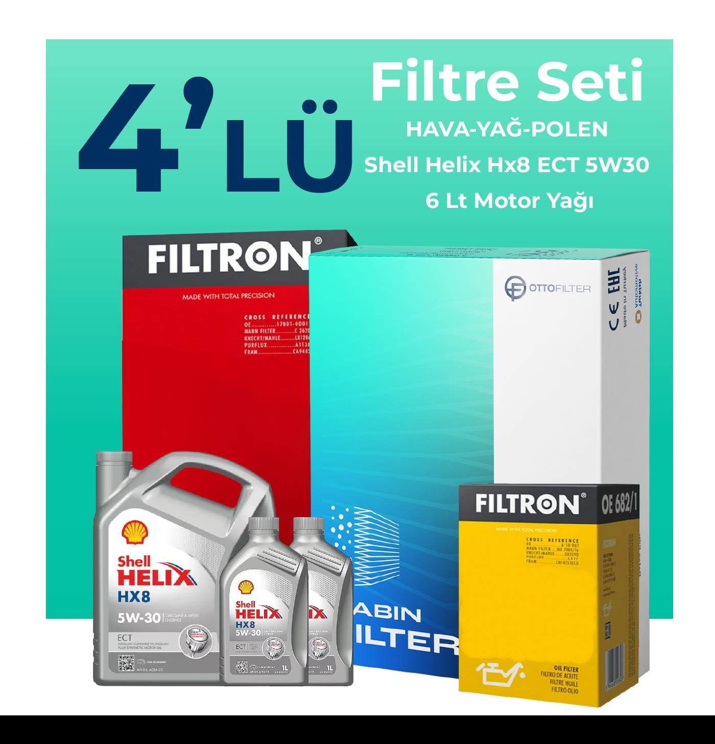 filtron-chevrolet-captiva-2-0-dizel-filtre-bakim-seti-shell-motor-yagli-2006-2011-4-lu-105430 Filtron Chevrolet Captiva 2.0 Dizel Filtre Bakım Seti Shell Motor Yağlı (2006-2011) 4 Lü - Görsel 1