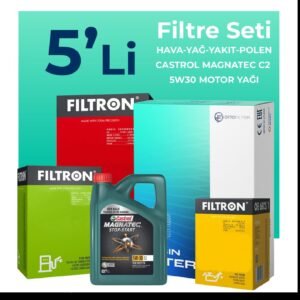 Filtron Citroen C3 1.4 Dizel Filtre Bakım Seti Castrol Motor Yağlı (2010-2015) 5 Li