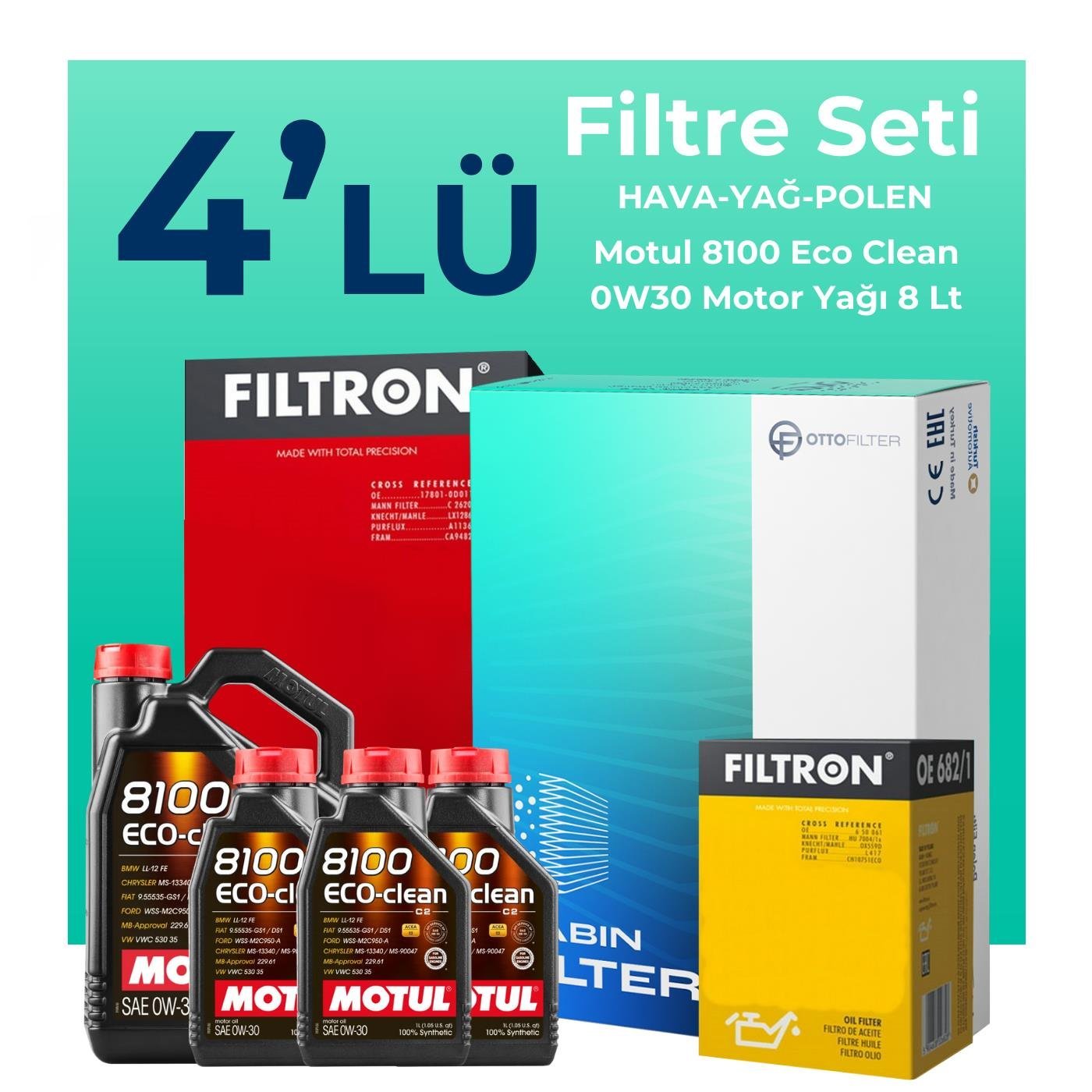 filtron-citroen-jumpy-2-0-dizel-filtre-bakim-seti-motul-motor-yagli-2017-2024-4-lu-119962 Filtron Citroen Jumpy 2.0 Dizel Filtre Bakım Seti Motul Motor Yağlı (2017-2024) 4 Lü - Görsel 1