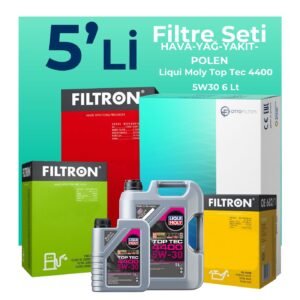 Filtron Dacia Sandero 1.5 BlueDci Dizel Filtre Bakım Seti Liqui Moly Motor Yağlı (2018-2021) 5 Li