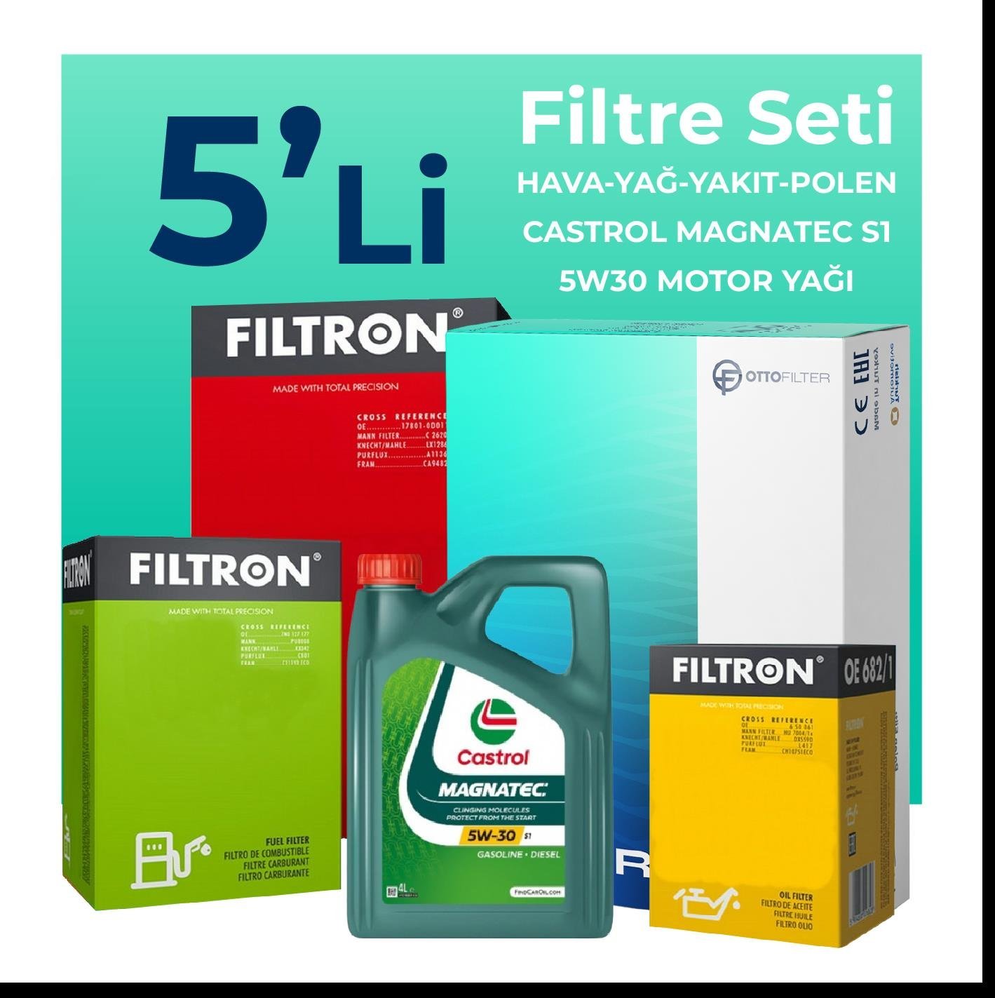 filtron-fiat-doblo-1-3-dizel-filtre-bakim-seti-castrol-motor-yagli-2001-2010-5-li-67859 Filtron Fiat Doblo 1.3 Dizel Filtre Bakım Seti Castrol Motor Yağlı (2001-2010) 5 Li - Görsel 1