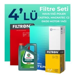 Filtron Fiat Doblo 1.3 Dizel Filtre Bakım Seti EURO 6 Castrol Motor Yağlı (2015-2022) 4 Lü