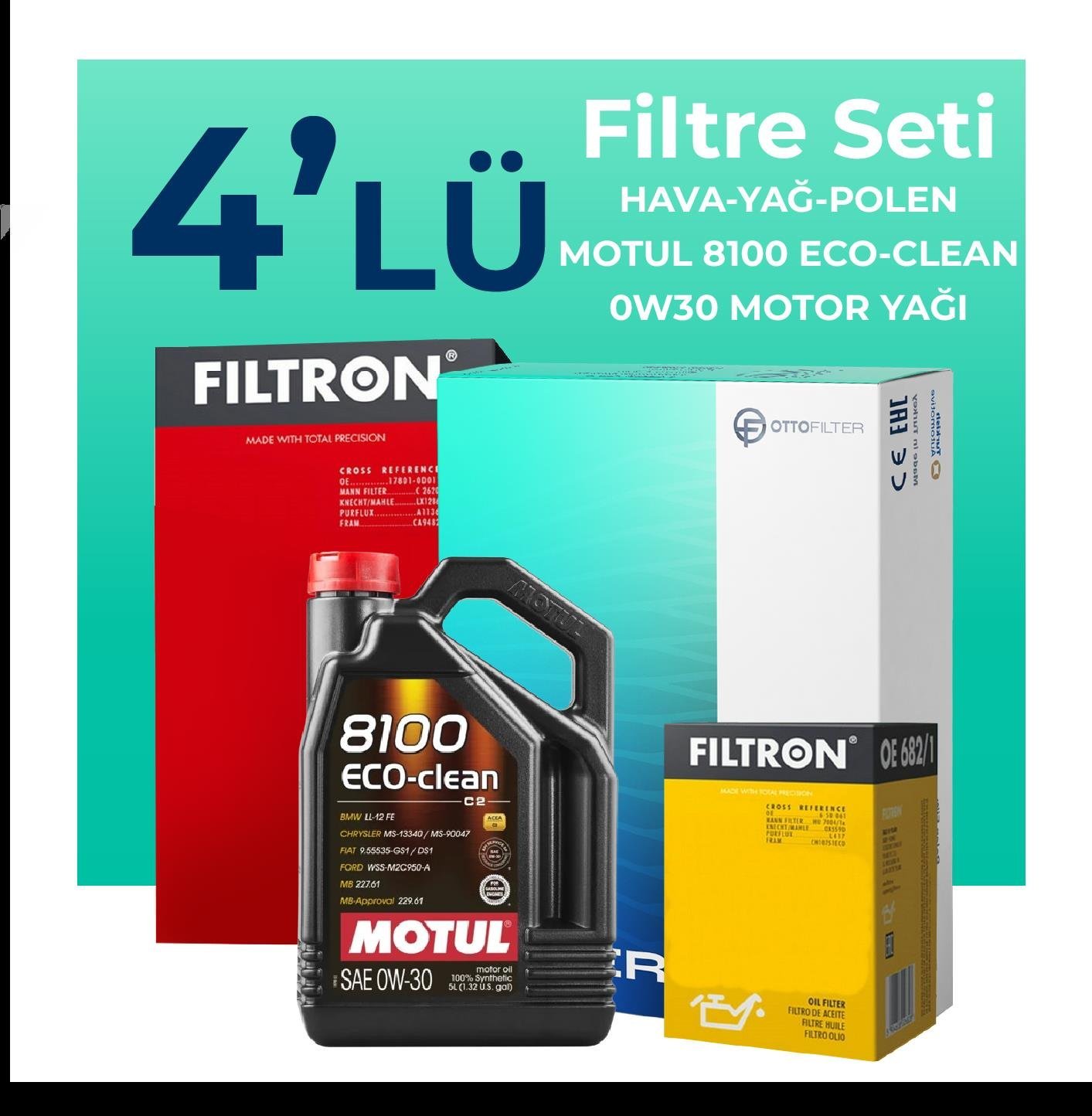 filtron-ford-ecosport-1-5-dizel-filtre-bakim-seti-motul-motor-yagli-2018-2022-4-lu-103814 Filtron Ford EcoSport 1.5 Dizel Filtre Bakım Seti Motul Motor Yağlı (2018-2022) 4 Lü - Görsel 1