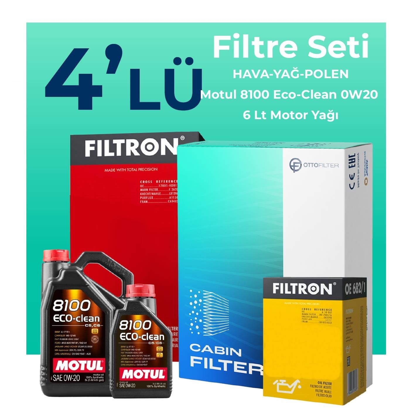 filtron-ford-kuga-1-5-dizel-manuel-filtre-bakim-seti-motul-motor-yagli-2019-2023-4-lu-109256 Filtron Ford Kuga 1.5 Dizel Manuel Filtre Bakım Seti Motul Motor Yağlı (2019-2023) 4 Lü - Görsel 1