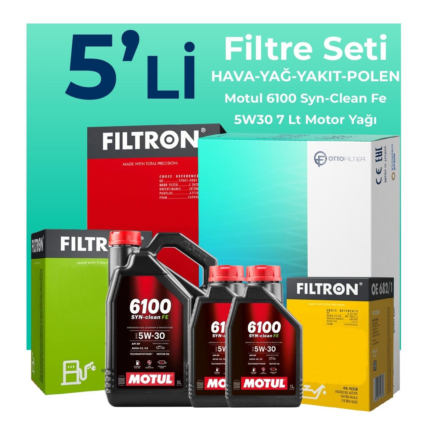 filtron-ford-transit-custom-2-2-dizel-filtre-bakim-seti-motul-motor-yagli-2012-2019-5-li-108407 Filtron Ford Transit Custom 2.2 Dizel Filtre Bakım Seti Motul Motor Yağlı (2012-2019) 5 Li - Görsel 1