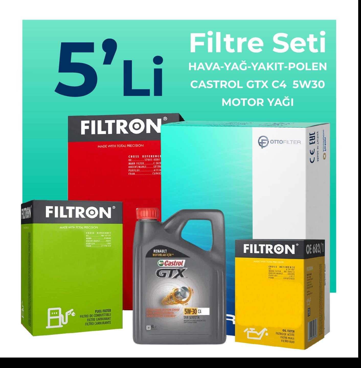 filtron-hyundai-accent-era-1-5-dizel-filtre-bakim-seti-castrol-motor-yagli-2006-2012-5-li-58583 Filtron Hyundai Accent Era 1.5 Dizel Filtre Bakım Seti Castrol Motor Yağlı (2006-2012) 5 Li - Görsel 1