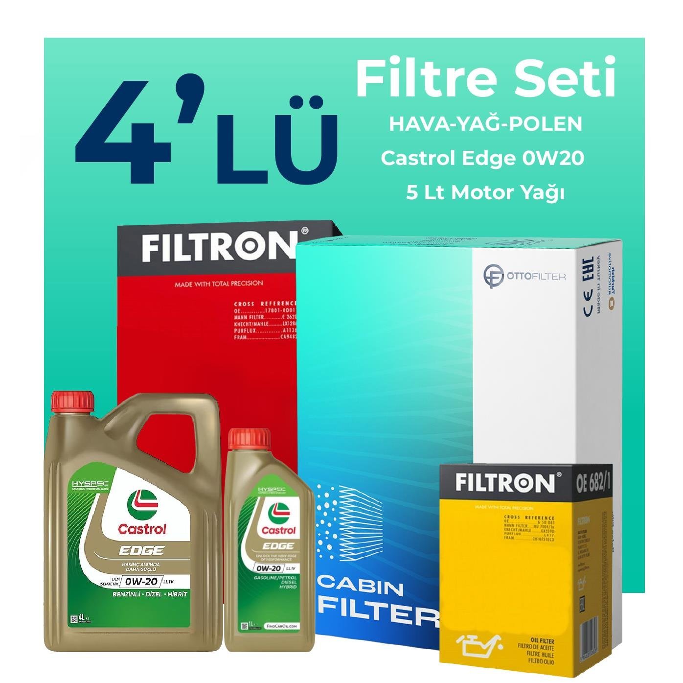 filtron-hyundai-tucson-1-6-benzin-filtre-bakim-seti-castrol-motor-yagli-2020-2024-4-lu-109607 Filtron Hyundai Tucson 1.6 Benzin Filtre Bakım Seti Castrol Motor Yağlı (2020-2024) 4 Lü - Görsel 1