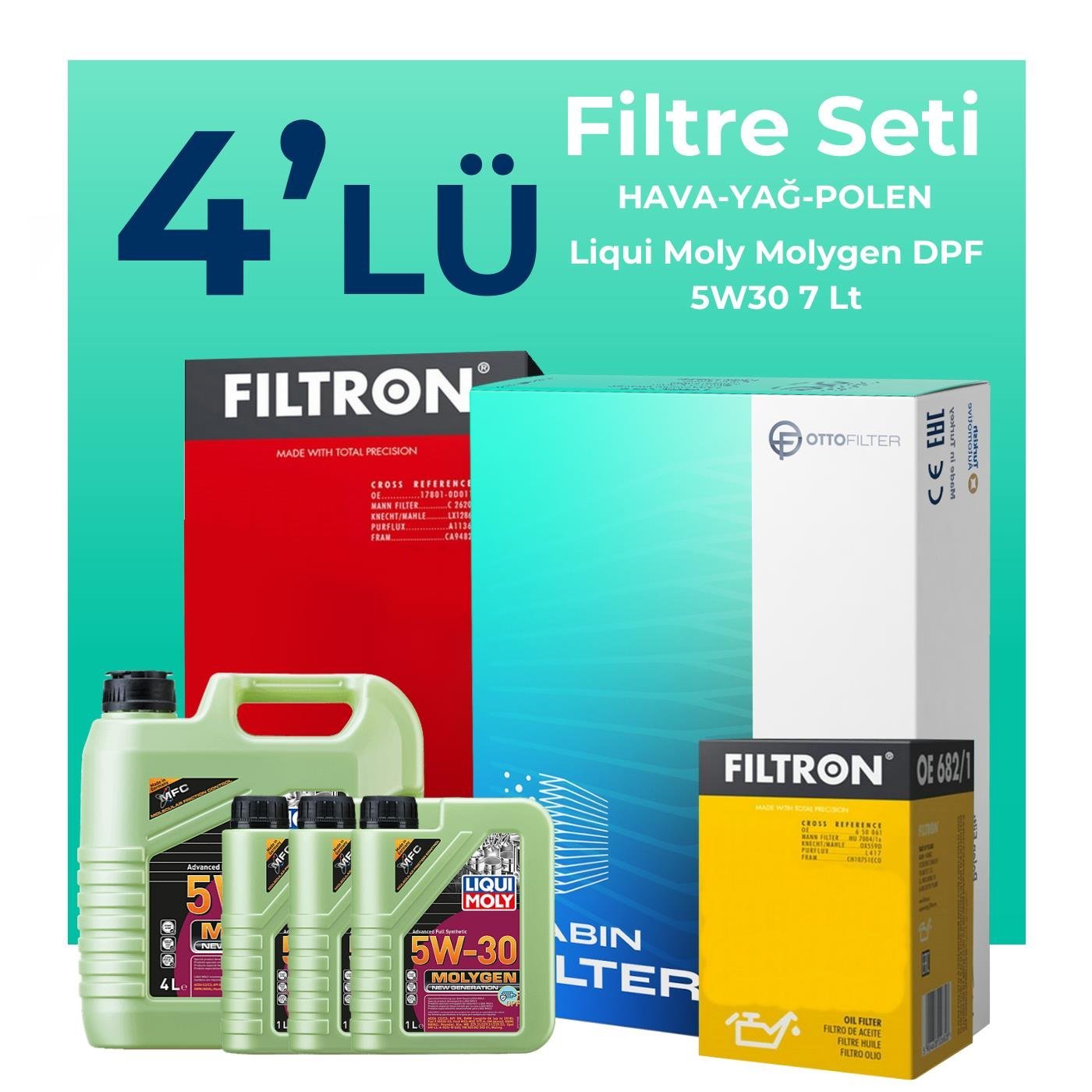 filtron-jaguar-xf-3-0-dizel-filtre-bakim-seti-liqui-moly-motor-yagli-2007-2015-4-lu-124869 Filtron Jaguar XF 3.0 Dizel Filtre Bakım Seti Liqui Moly Motor Yağlı (2007-2015) 4 Lü - Görsel 1
