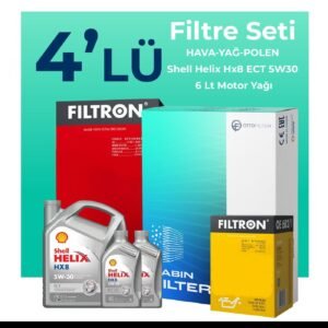 Filtron Mercedes E200 Kompresor Filtre Bakım Seti Shell Motor Yağlı (2003-2009) 4 Lü