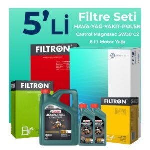 Filtron Mercedes E220 Dizel Filtre Bakım Seti Castrol Motor Yağlı (2003-2009) 5 Li