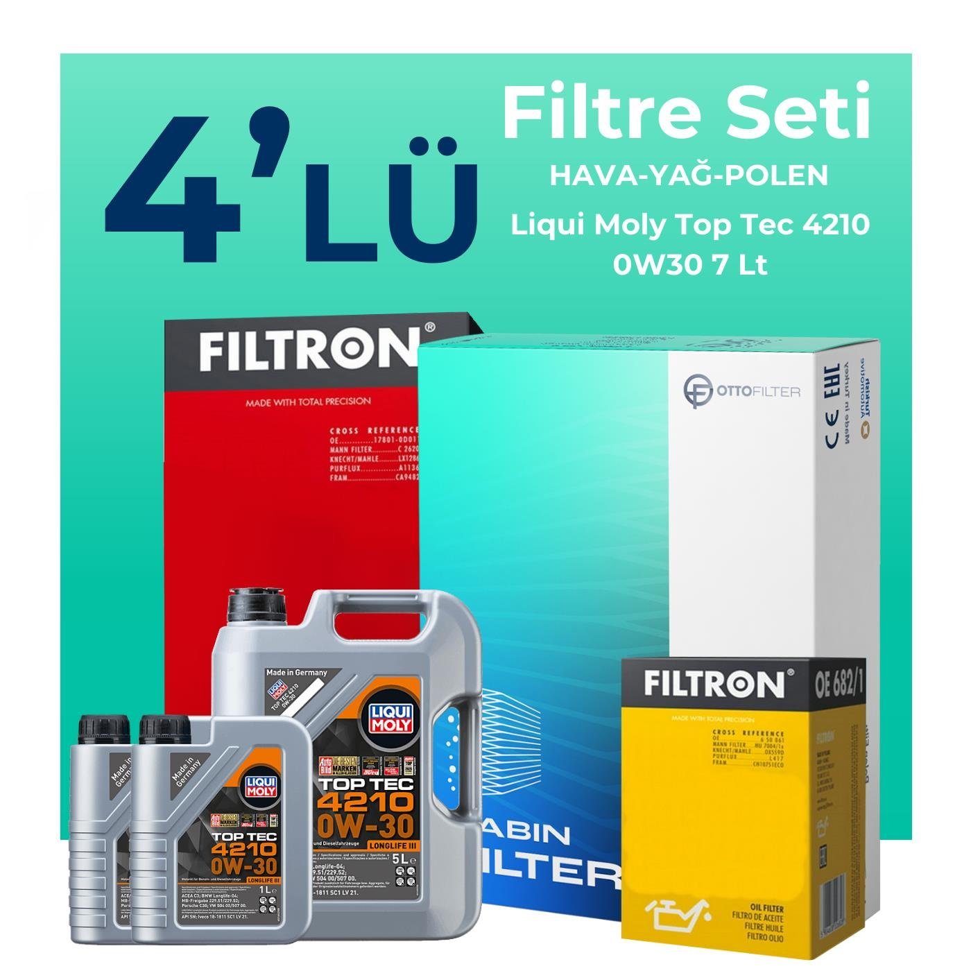 filtron-mercedes-glc250-benzin-filtre-bakim-seti-liqui-moly-motor-yagli-2015-2019-4-lu-121853 Filtron Mercedes GLC250 Benzin Filtre Bakım Seti Liqui Moly Motor Yağlı (2015-2019) 4 Lü - Görsel 1