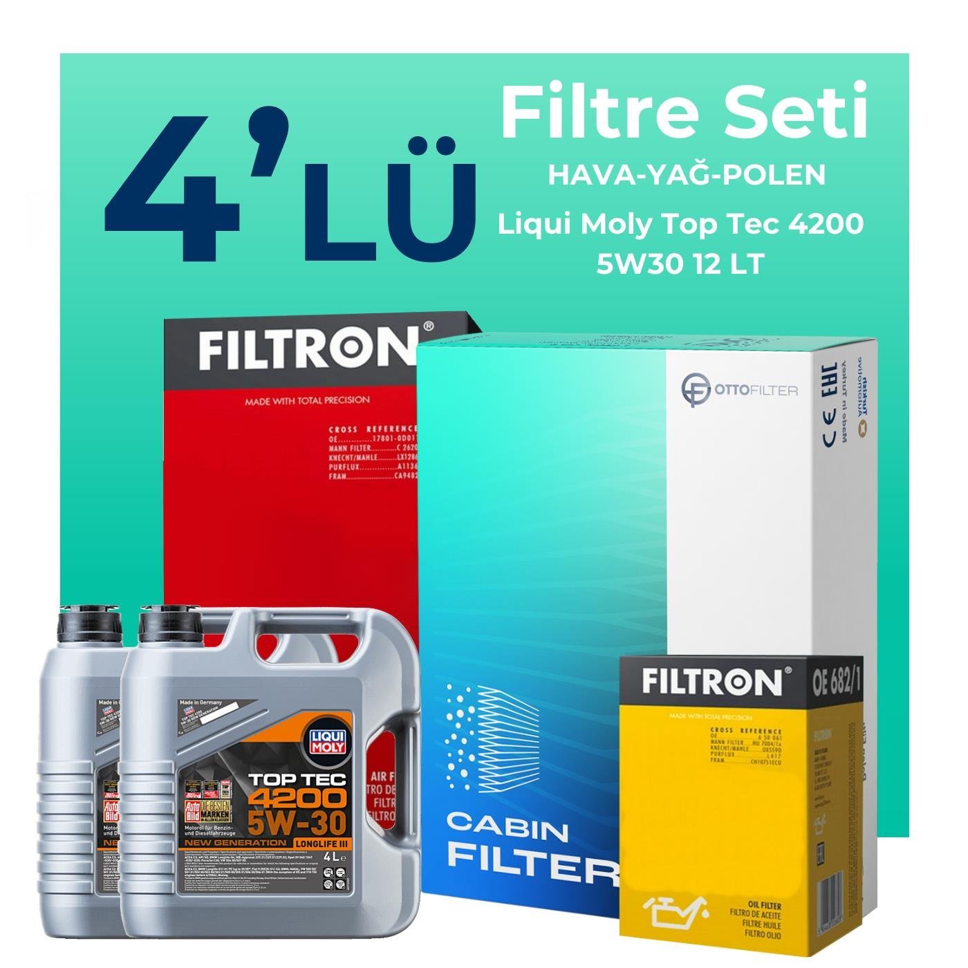 filtron-mercedes-sprinter-416-dizel-filtre-bakim-seti-liqui-moly-motor-yagli-2011-2022-4-lu-126607 Filtron Mercedes Sprinter 416 Dizel Filtre Bakım Seti Liqui Moly Motor Yağlı (2011-2022) 4 Lü - Görsel 1