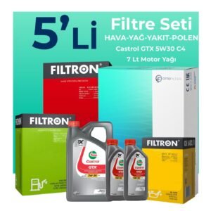 Filtron Nissan Skystar 2.5 Dizel Filtre Bakım Seti Castrol Motor Yağlı (1997-2008) 5 Li