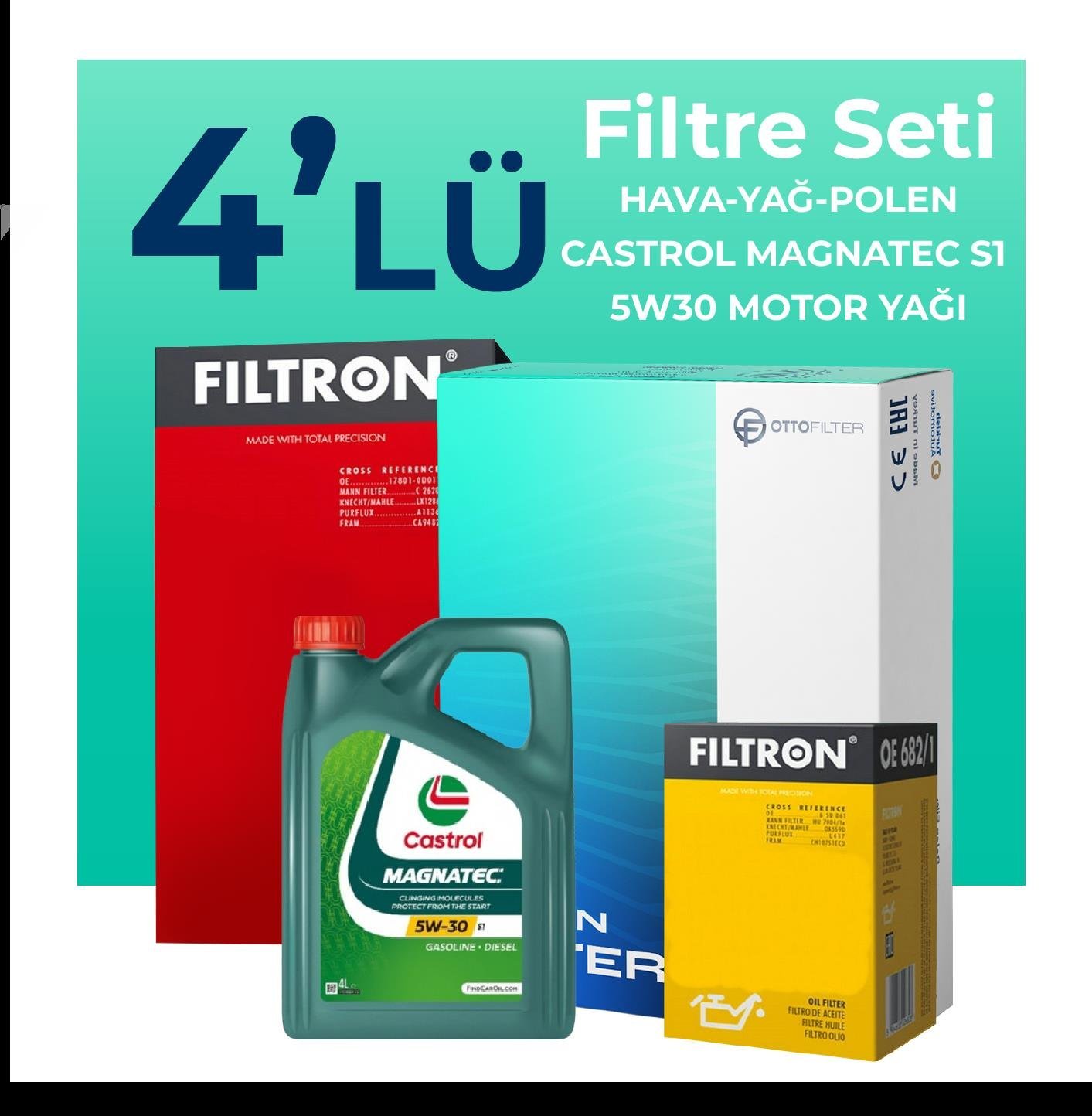 filtron-opel-corsa-1-3-dizel-filtre-bakim-seti-castrol-motor-yagli-2011-2014-4-lu-60911 Filtron Opel Corsa 1.3 Dizel Filtre Bakım Seti Castrol Motor Yağlı (2011-2014) 4 Lü - Görsel 1