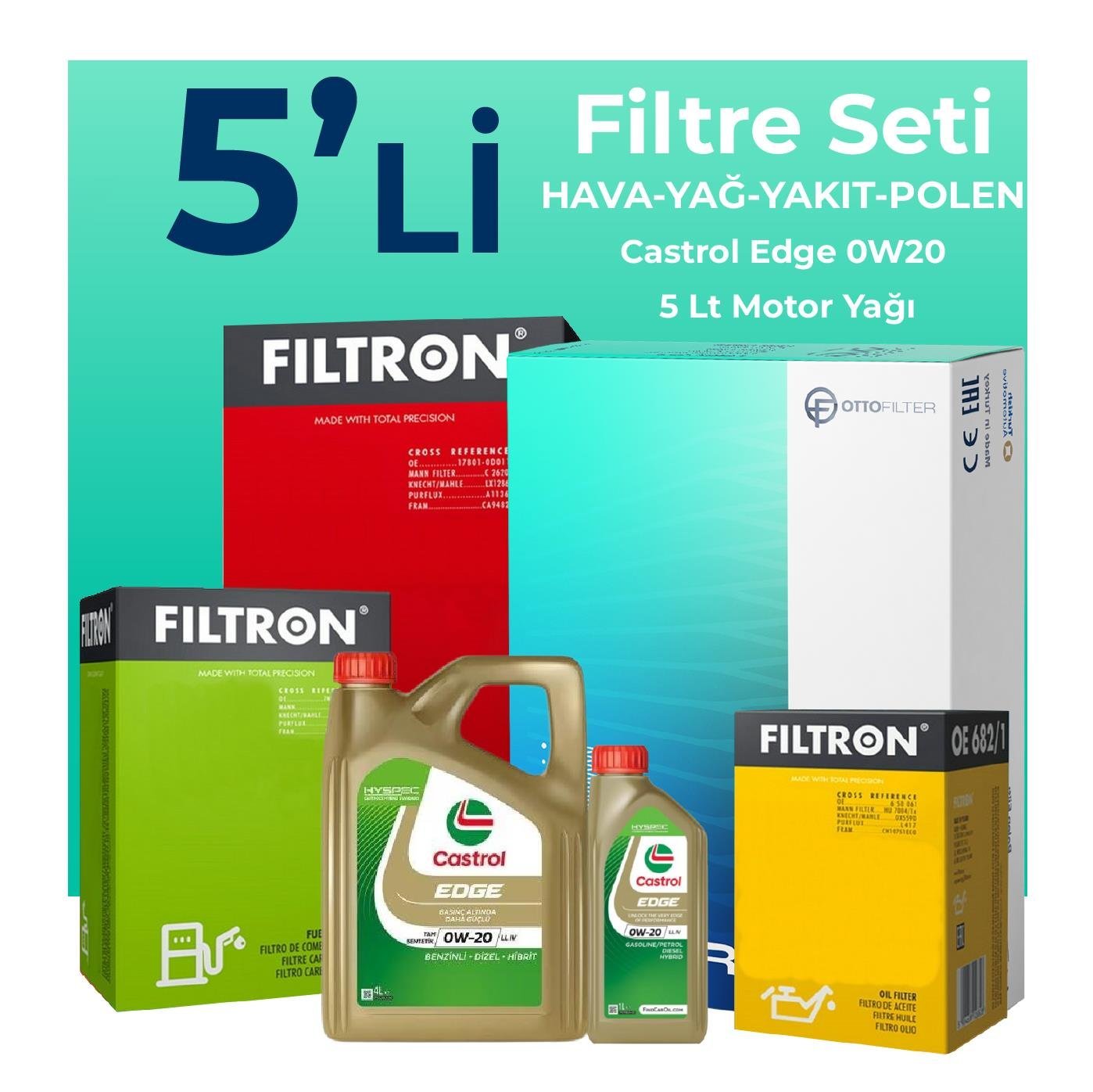 filtron-opel-insignia-1-5-dizel-filtre-bakim-seti-castrol-motor-yagli-2018-2023-5-li-109547 Filtron Opel Insignia 1.5 Dizel Filtre Bakım Seti Castrol Motor Yağlı (2018-2023) 5 Li - Görsel 1