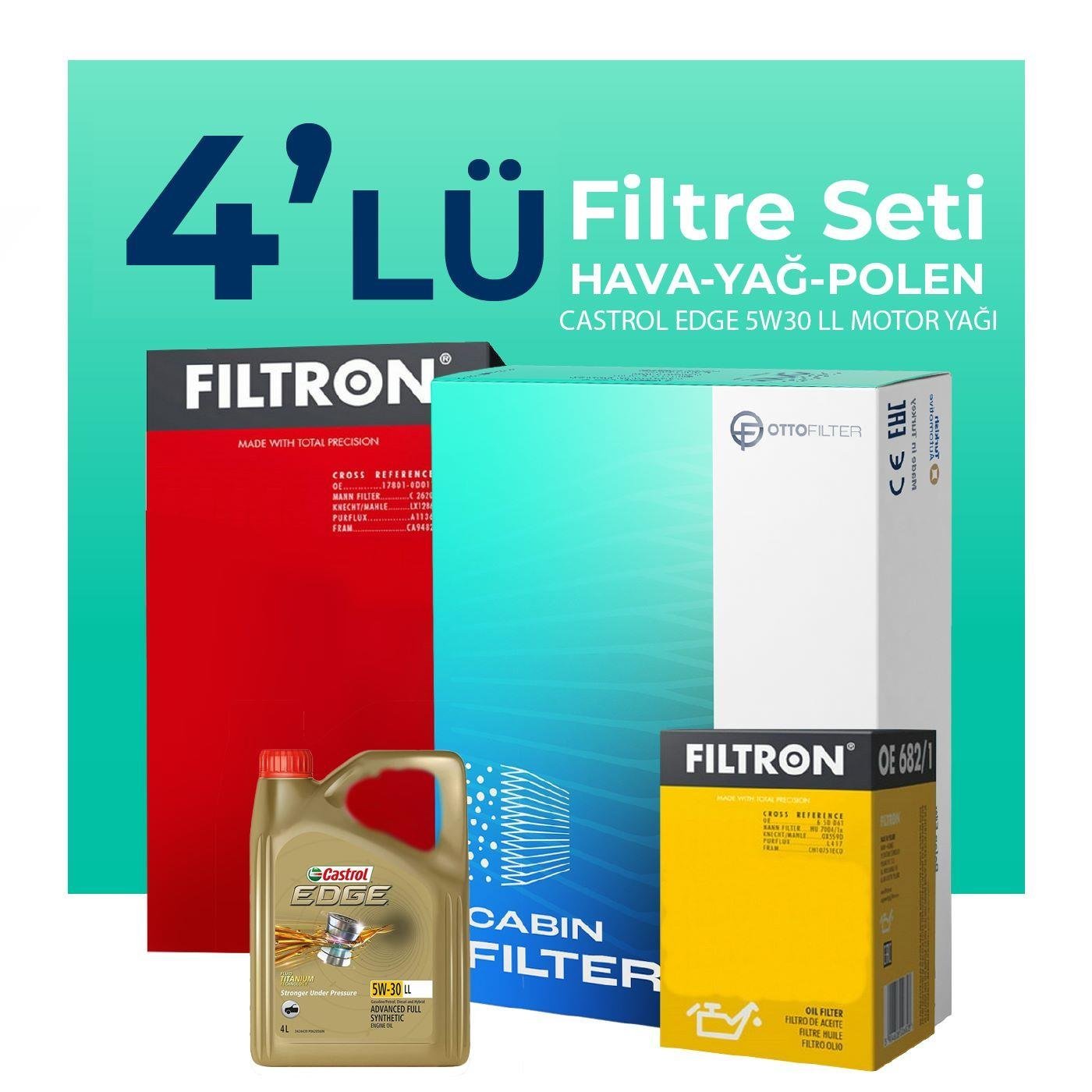 filtron-opel-insignia-2-0-dizel-filtre-bakim-seti-castrol-motor-yagli-2009-2017-4-lu-69454 Filtron Opel Insignia 2.0 Dizel Filtre Bakım Seti Castrol Motor Yağlı (2009-2017) 4 Lü - Görsel 1