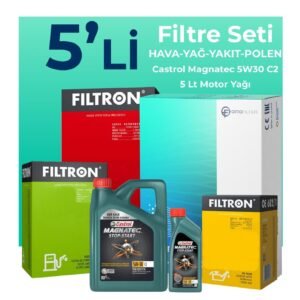 Filtron Opel Meriva 1.7 Dizel Filtre Bakım Seti Castrol Motor Yağlı (2011-2015) 5 Li
