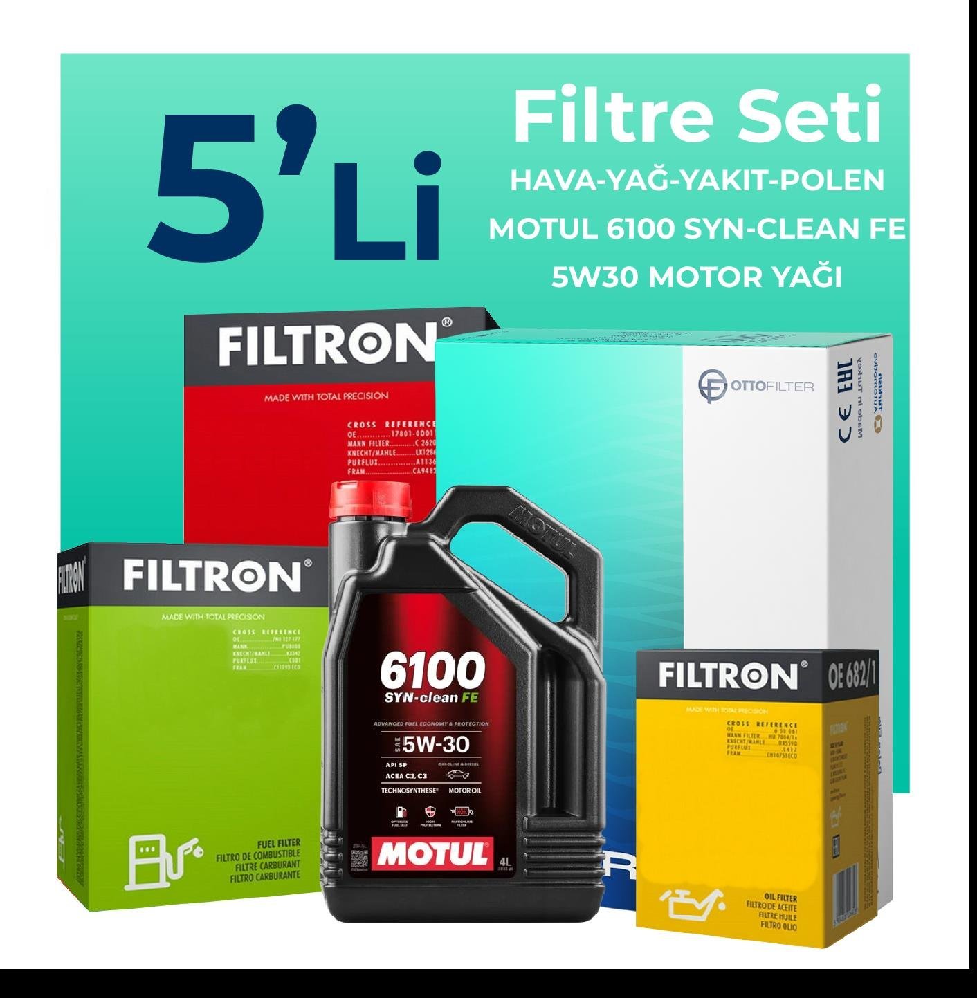 filtron-opel-meriva-1-7-dizel-filtre-bakim-seti-motul-motor-yagli-2011-2015-5-li-66561 Filtron Opel Meriva 1.7 Dizel Filtre Bakım Seti Motul Motor Yağlı (2011-2015) 5 Li - Görsel 1