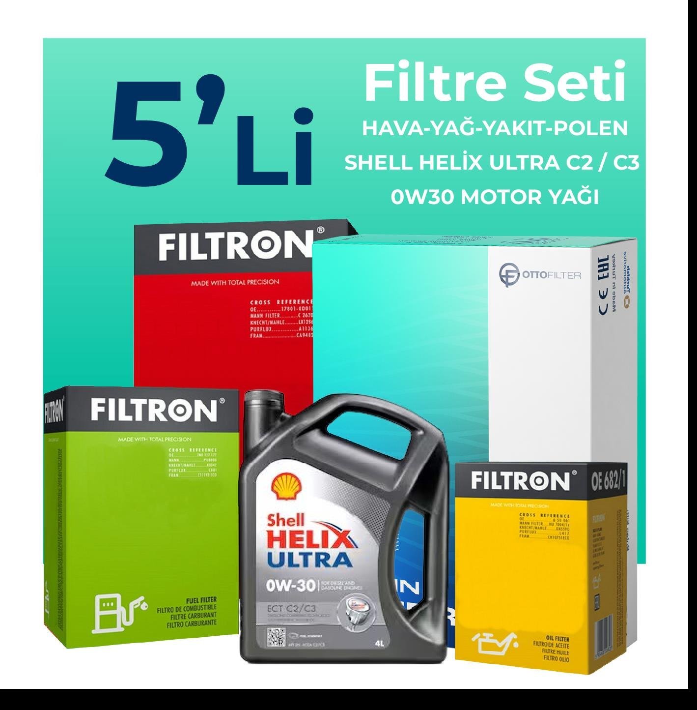 filtron-peugeot-2008-1-6-bluehdi-dizel-filtre-bakim-seti-shell-motor-yagli-2015-2019-5-li-62042 Filtron Peugeot 2008 1.6 BlueHDi Dizel Filtre Bakım Seti Shell Motor Yağlı (2015-2019) 5 Li - Görsel 1