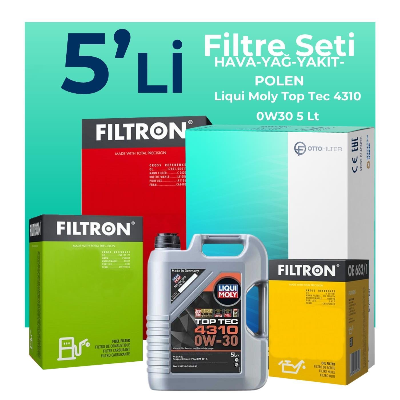 filtron-peugeot-3008-1-6-bluehdi-dizel-filtre-bakim-seti-liqui-moly-motor-yagli-2016-2019-5-li-122363 Filtron Peugeot 3008 1.6 BlueHDi Dizel Filtre Bakım Seti Liqui Moly Motor Yağlı (2016-2019) 5 Li - Görsel 1