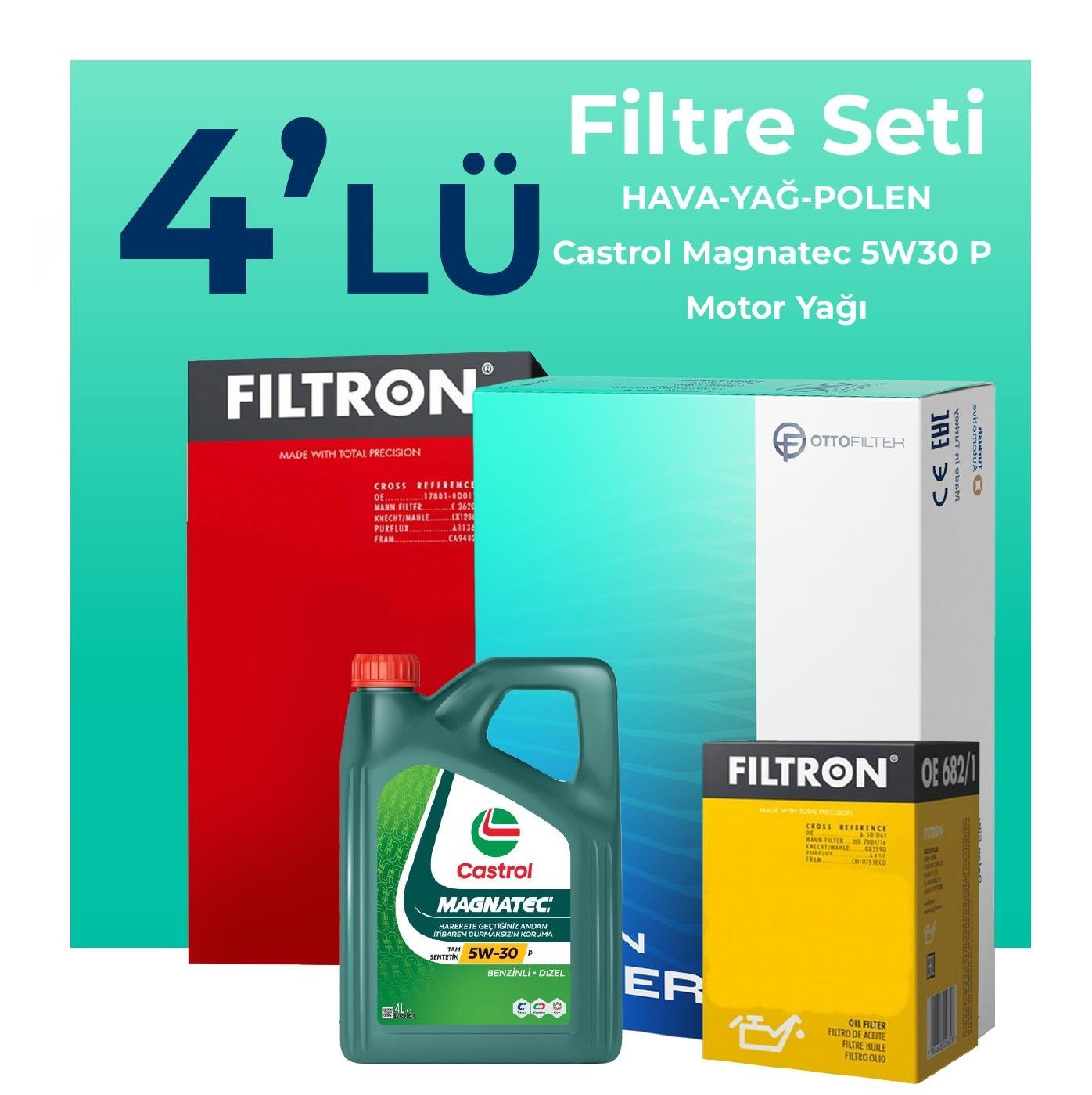 filtron-peugeot-308-1-5-dizel-filtre-bakim-seti-castrol-motor-yagli-2019-2024-4-lu-109851 Filtron Peugeot 308 1.5 Dizel Filtre Bakım Seti Castrol Motor Yağlı (2019-2024) 4 Lü - Görsel 1