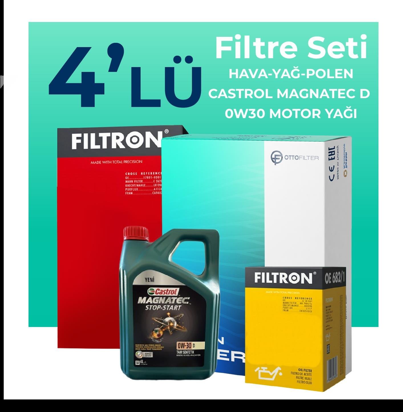 filtron-peugeot-308-1-6-benzin-vti-filtre-bakim-seti-castrol-motor-yagli-2008-2014-4-lu-59045 Filtron Peugeot 308 1.6 Benzin Vti Filtre Bakım Seti Castrol Motor Yağlı (2008-2014) 4 Lü - Görsel 1