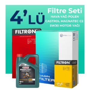 Filtron Peugeot 308 1.6 Dizel E-HDi Filtre Bakım Seti Castrol Motor Yağlı (2010-2014) 4 Lü
