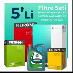 Filtron Peugeot 5008 1.6 BlueHDi Dizel Filtre Bakım Seti Castrol Motor Yağlı (2016-2019) 5 Li