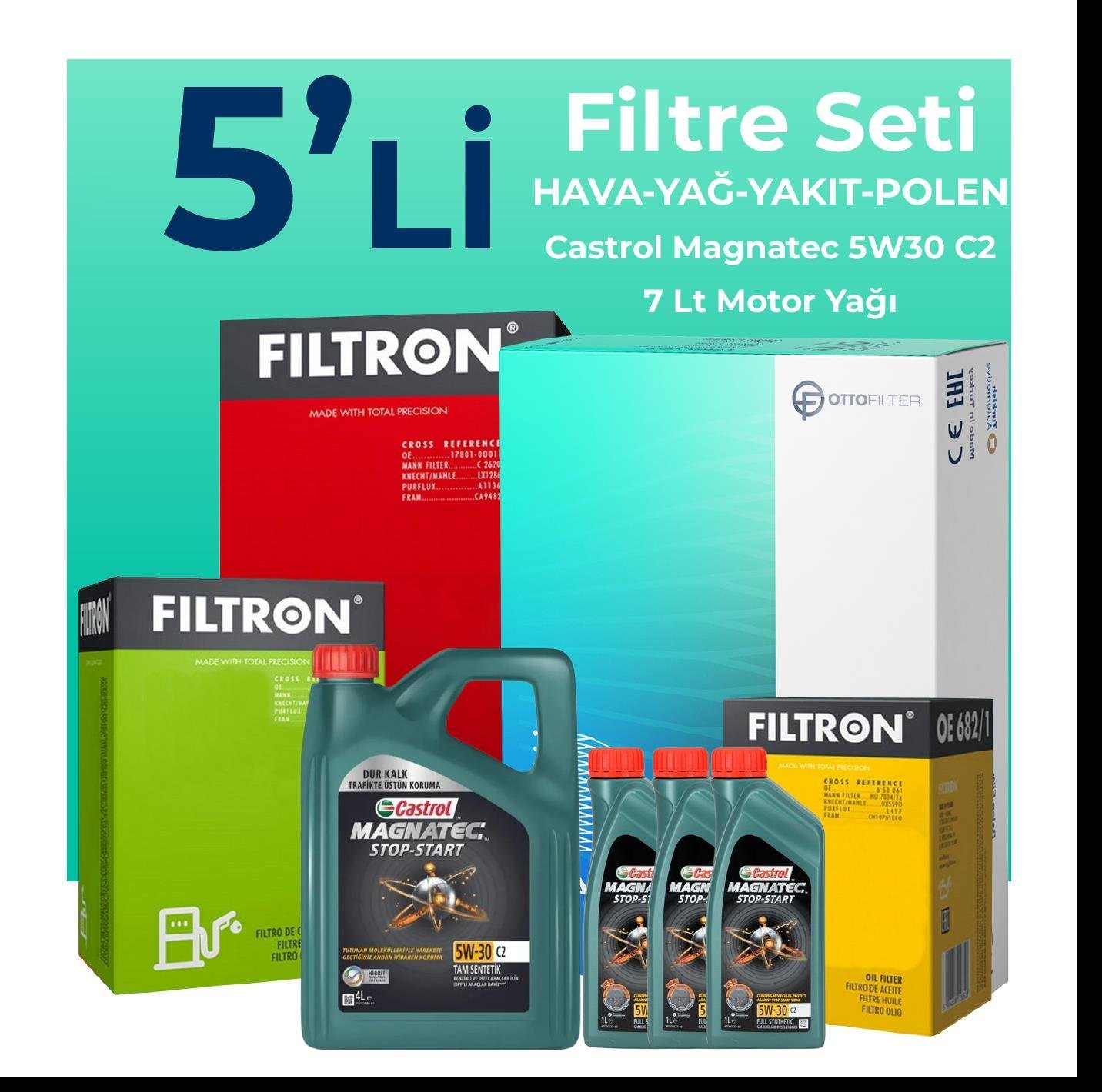 filtron-peugeot-boxer-2-2-dizel-filtre-bakim-seti-castrol-motor-yagli-2014-2016-5-li-107633 Filtron Peugeot Boxer 2.2 Dizel Filtre Bakım Seti Castrol Motor Yağlı (2014-2016) 5 Li - Görsel 1