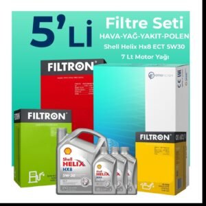 Filtron Peugeot Boxer 2.2 Dizel Filtre Bakım Seti Shell Motor Yağlı (2014-2016) 5 Li