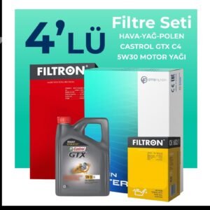 Filtron Renault Captur 1.2 Benzin TCe Filtre Bakım Seti Castrol Motor Yağlı (2013-2019) 4 Lü