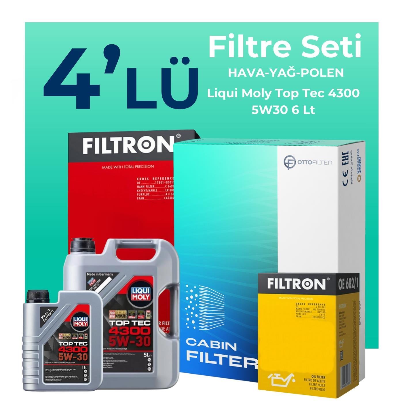 filtron-renault-megane-1-3-benzin-tce-filtre-bakim-seti-liqui-moly-motor-yagli-2019-2024-4-lu-122293 Filtron Renault Megane 1.3 Benzin TCe Filtre Bakım Seti Liqui Moly Motor Yağlı (2019-2024) 4 Lü - Görsel 1