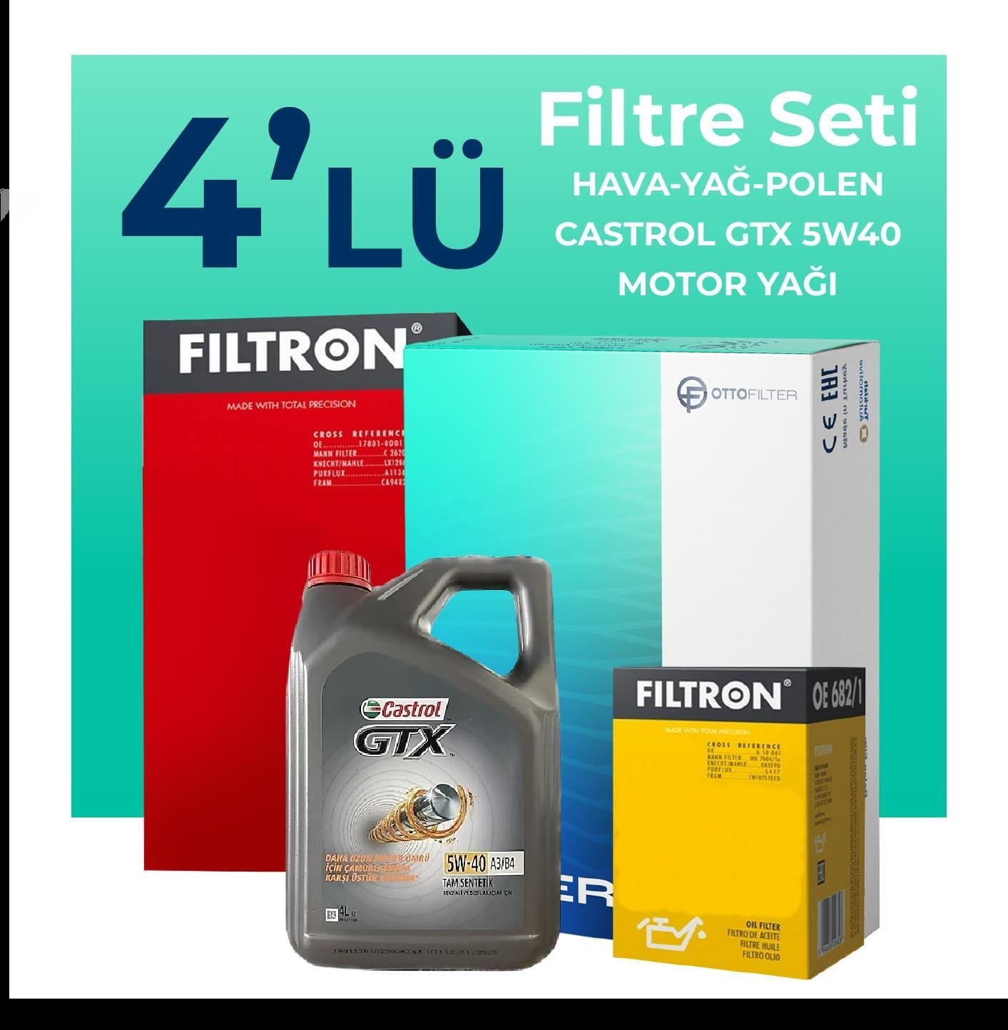 filtron-renault-symbol-1-2-benzin-filtre-bakim-seti-castrol-motor-yagli-2014-2021-4-lu-58490 Filtron Renault Symbol 1.2 Benzin Filtre Bakım Seti Castrol Motor Yağlı (2014-2021) 4 Lü - Görsel 1