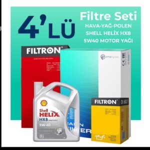 Filtron Renault Symbol 1.2 Benzin Filtre Bakım Seti Shell Motor Yağlı (2009-2013) 4 Lü