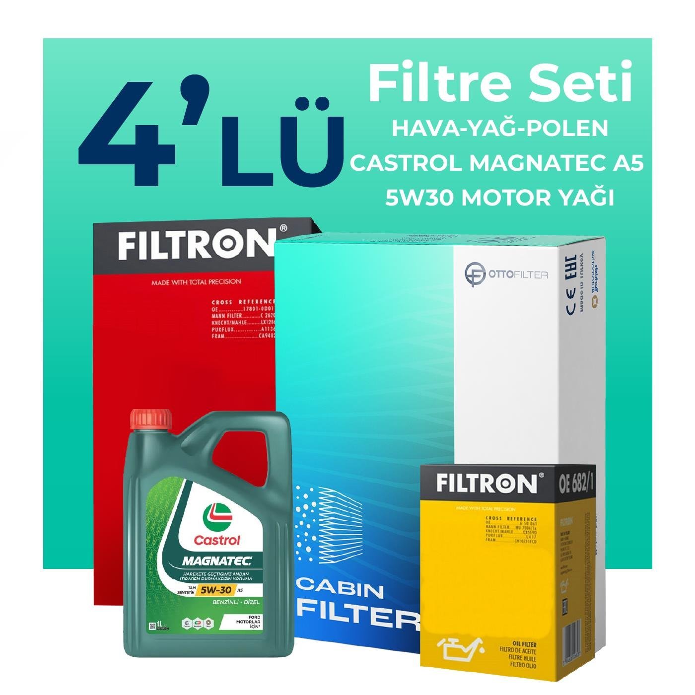 filtron-skoda-fabia-1-4-benzin-filtre-bakim-seti-castrol-motor-yagli-2008-2014-4-lu-59754 Filtron Skoda Fabia 1.4 Benzin Filtre Bakım Seti Castrol Motor Yağlı (2008-2014) 4 Lü - Görsel 1