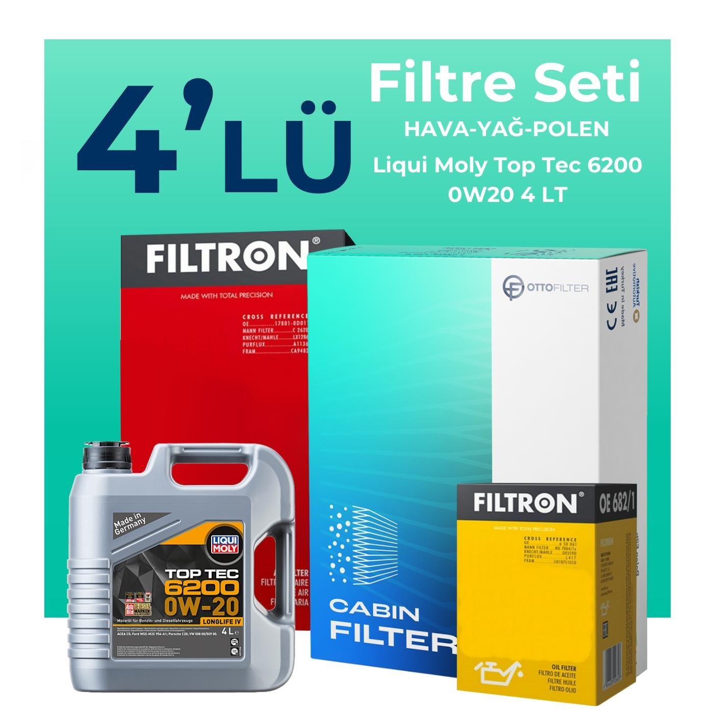 filtron-skoda-rapid-1-0-tsi-filtre-bakim-seti-liqui-moly-motor-yagli-2017-2019-4-lu-121715 Filtron Skoda Rapid 1.0 TSi Filtre Bakım Seti Liqui Moly Motor Yağlı (2017-2019) 4 Lü - Görsel 1