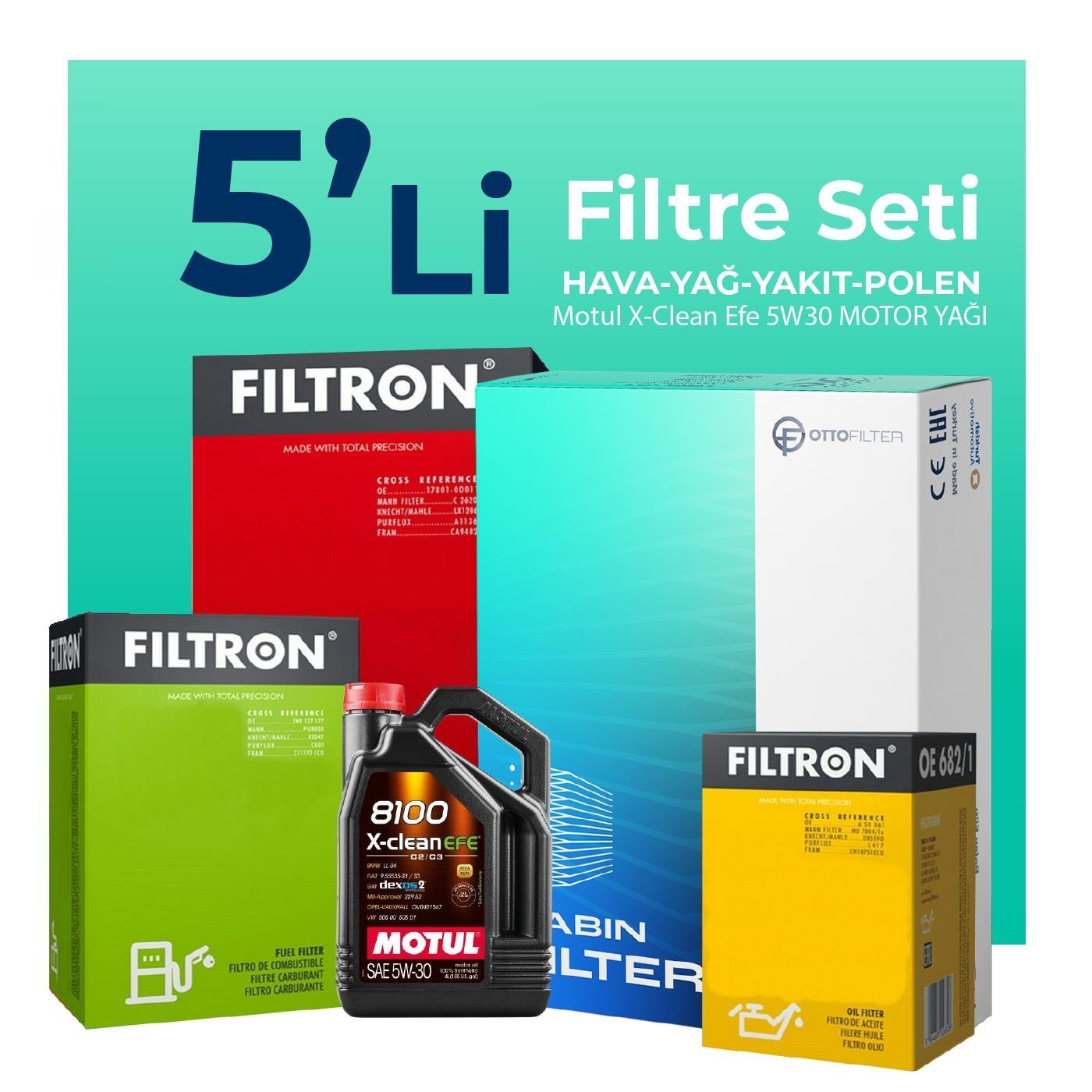 filtron-volkswagen-touareg-3-0-dizel-filtre-bakim-seti-motul-motor-yagli-2012-2018-5-li-74878 Filtron Volkswagen Touareg 3.0 Dizel Filtre Bakım Seti Motul Motor Yağlı (2012-2018) 5 Li - Görsel 1